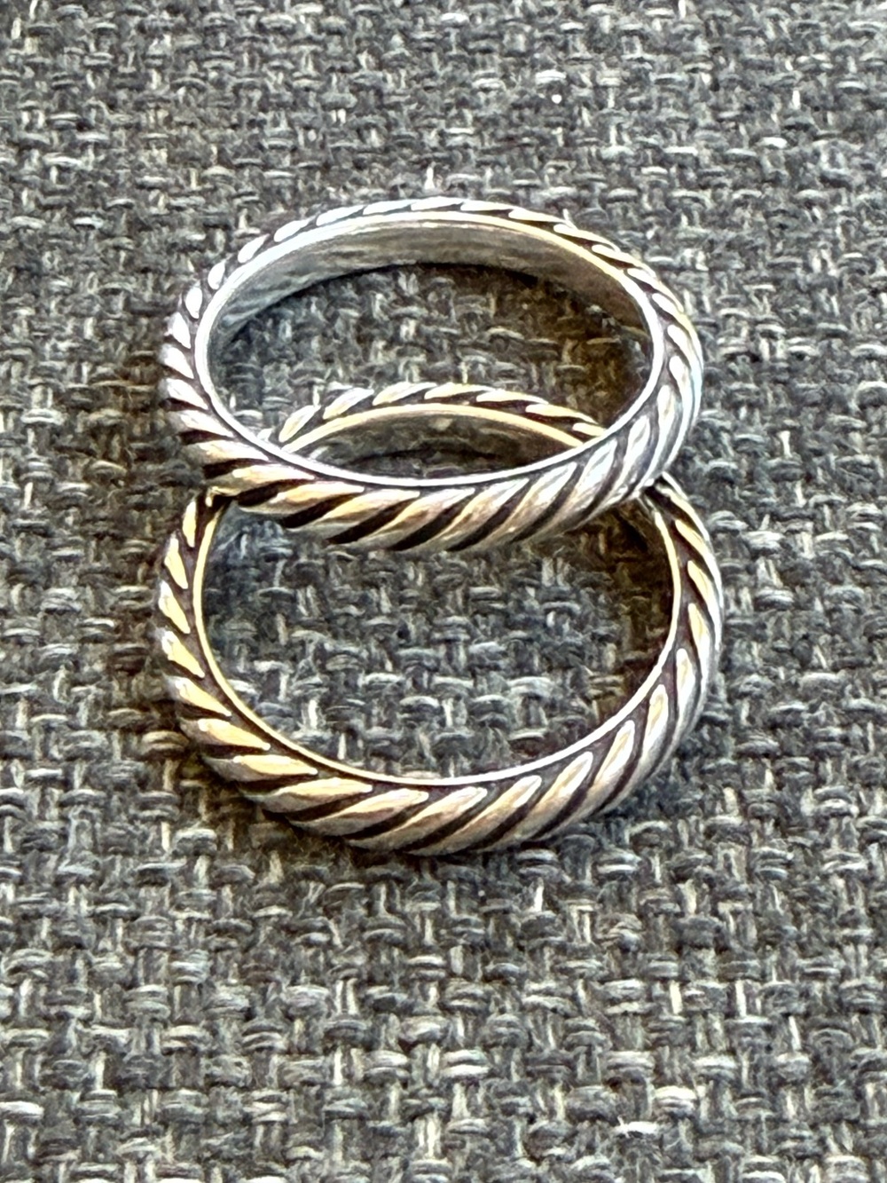 David Yurman classic cable rings, 925 silver, size 8